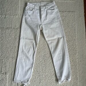 MOTHER Women's Straight Leg White Jeans